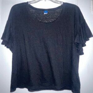 Old Navy Black Flutter Sleeve Top